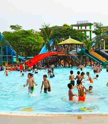 Kids enjoying at multi-play station at Wet'nJoy Shirdi